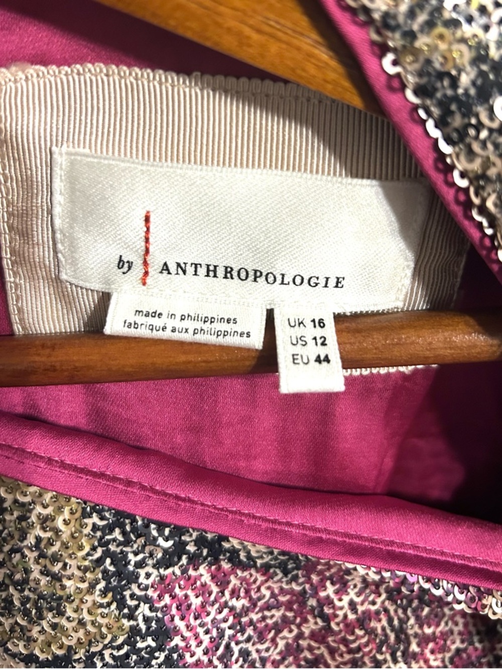 Anthropologie Marie Floral Sequin Puff Sleeve Top 12 Pink Gold Summer Wedding - Picture 4 of 9
